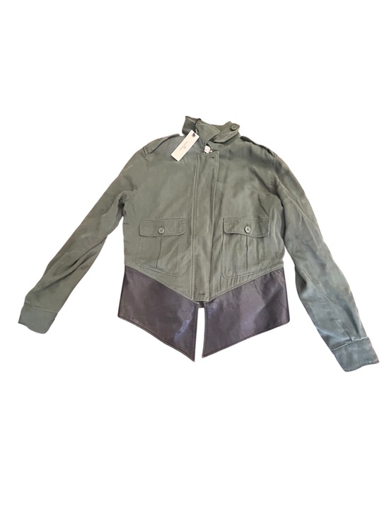 Dakota Collective Jackets & Blazers - Dakota Collective NWT Military Utility Jacket Size M Asymmetric Faux Leather Hem